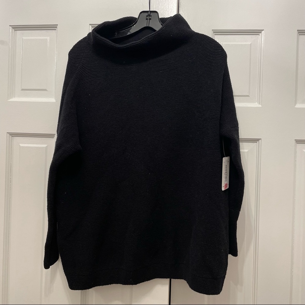NWOT Free People Black Ribbed Tunic Sweater